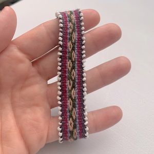 Beaded, woven bracelet.